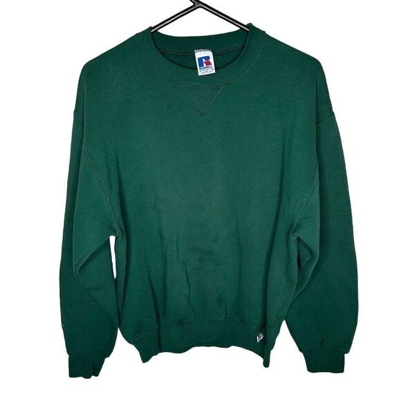 Vintage 90s Russell Athletic Green Blank Sweatshirt Medium - Picture 1 of 5